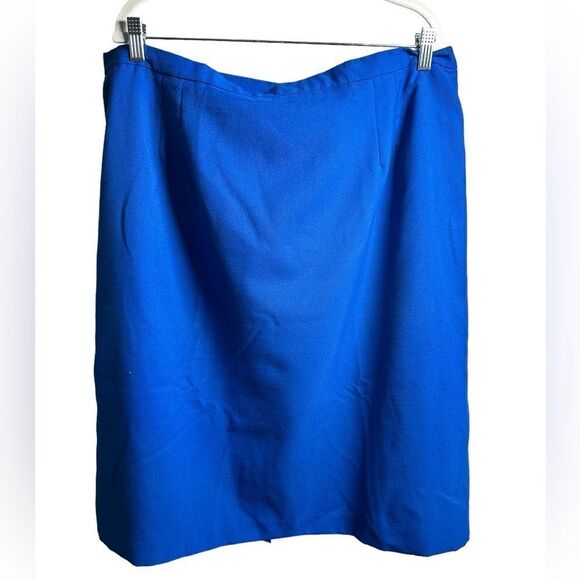 Vintage 80s Maggie Barnes Plus Size Blouse & Skirt Set Blue Floral - Size 22 - Picture 3 of 9